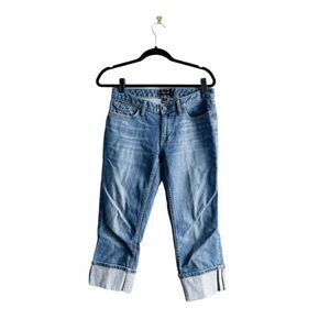 Banana Republic Womens Medium Wash Rolled Cuff Denim Cropped Jeans Blue 28